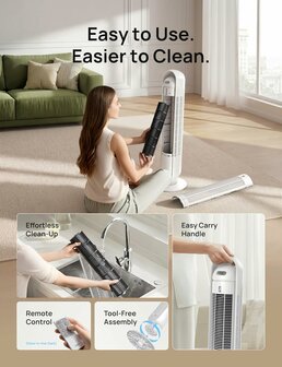 Dreo Nomad One Torenventilator - Wit | www.robohome.nl