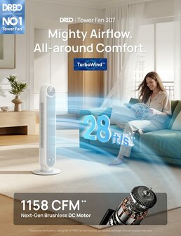 Dreo Nomad One Torenventilator - Wit | www.robohome.nl