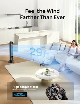 Dreo torenventilator zwart 92 cm met afstandsbediening &ndash; DR-HTF017 | www.robohome.nl