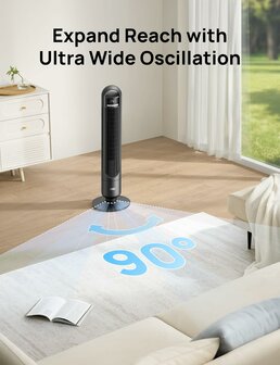 Dreo torenventilator zwart 92 cm met afstandsbediening &ndash; DR-HTF017 | www.robohome.nl
