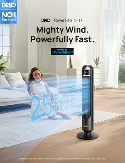 Dreo torenventilator zwart 92 cm met afstandsbediening &ndash; DR-HTF017 | www.robohome.nl