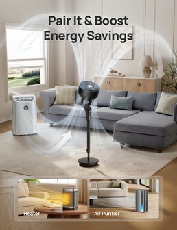 Dreo DR-HPF013 stille staande ventilator met afstandsbediening - zwart | www.robohome.nl