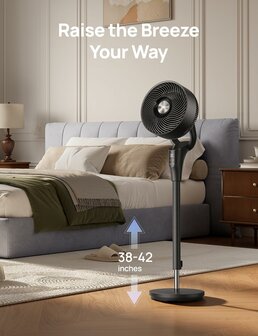 Dreo DR-HPF013 stille staande ventilator met afstandsbediening - zwart | www.robohome.nl