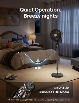 Dreo DR-HPF013 stille staande ventilator met afstandsbediening - zwart | www.robohome.nl