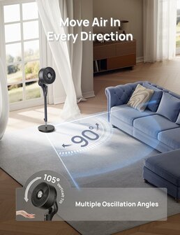 Dreo DR-HPF013 stille staande ventilator met afstandsbediening - zwart | www.robohome.nl