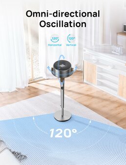 Dreo DR-HPF002 stille staande ventilator met afstandsbediening &ndash; zilver | www.robohome.nl
