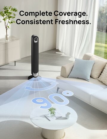 Dreo HTF018 torenventilator zwart met DC motor en afstandsbediening | www.robohome.nl