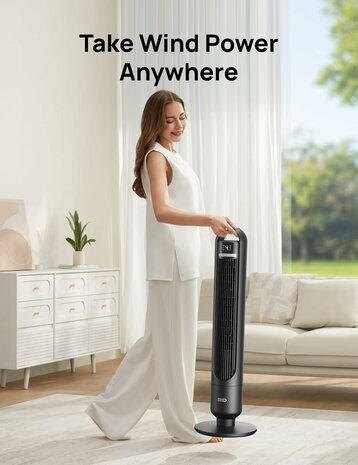 Dreo torenventilator zwart 92 cm met afstandsbediening &ndash; DR-HTF017 | www.robohome.nl