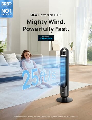 Dreo torenventilator zwart 92 cm met afstandsbediening &ndash; DR-HTF017 | www.robohome.nl