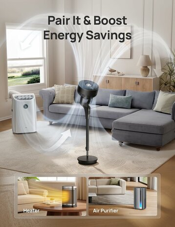 Dreo DR-HPF013 stille staande ventilator met afstandsbediening - zwart | www.robohome.nl