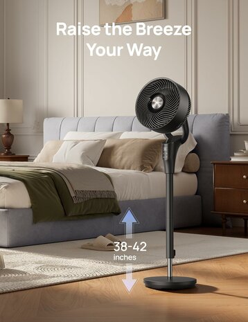 Dreo DR-HPF013 stille staande ventilator met afstandsbediening - zwart | www.robohome.nl