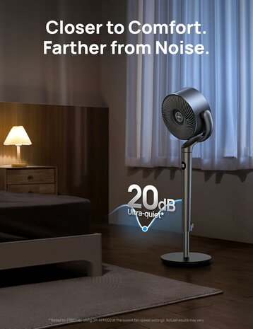 Dreo DR-HPF002 stille staande ventilator met afstandsbediening &ndash; zilver | www.robohome.nl